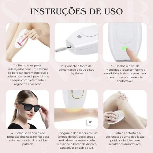 Depilador a Laser + Óculos UV de Proteção (BRINDE)