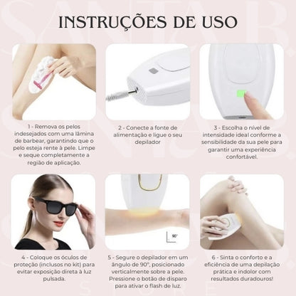 Depilador a Laser + Óculos UV de Proteção (BRINDE)