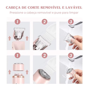 Depilador Corporal e Facial Elétrico 2 em 1 Portátil e à Prova d’Água
